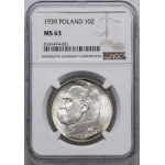 10 złotych, 1939, Warszawa; Józef Piłsudski; Kop. 3008,...