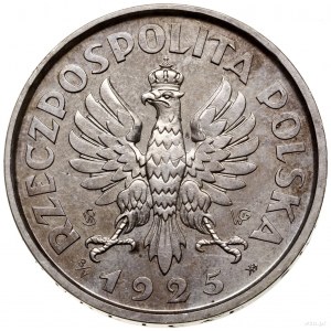 5 złotych, 1925, Warszawa; Konstytucja; Aw: Orzeł z kor...