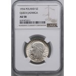 5 złotych, 1934, Warszawa; Głowa kobiety w czepcu; Kop....