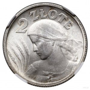 2 złote, 1924, Paryż; Popiersie kobiety z kłosami, odmi...