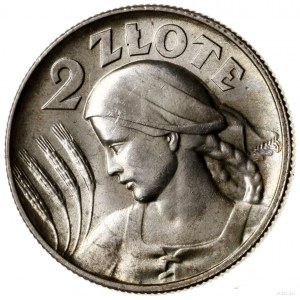 2 złote, 1925, Londyn; Popiersie kobiety z kłosami, odm...