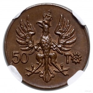 50 (marek), 1923, Warszawa; kobieta z warkoczem (projek...