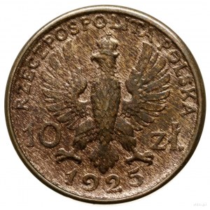 10 złotych, 1925, Warszawa; popiersie kobiety i mężczyz...