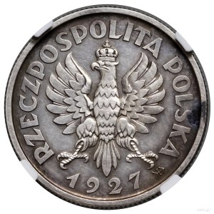 2 złote, 1927, Warszawa; popiersie kobiety z kłosami, n...