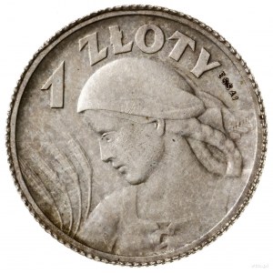 1 złoty, 1924, Paryż; Popiersie kobiety z kłosami, na r...