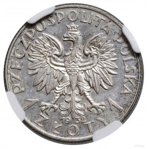 1 złoty, 1932, Warszawa; Głowa kobiety w czepcu w lewo,...
