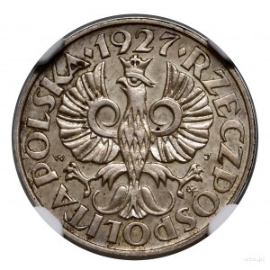 2 grosze, 1927, Warszawa; moneta obiegowa ale wybita w ...