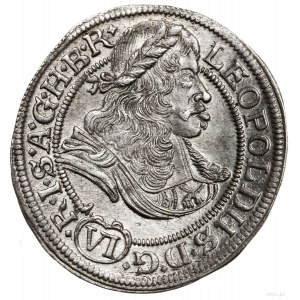 6 krajcarów, 1673, Wrocław; na awersie LEOPOLDUS w lege...