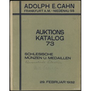 Katalog aukcyjny Adolph E. Cahn „Sammlung schlesischer ...