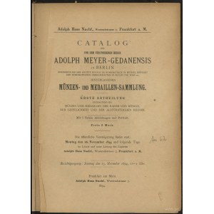 Katalog aukcyjny Adolph Hess „Adolph Meyer-Gedanensis M...