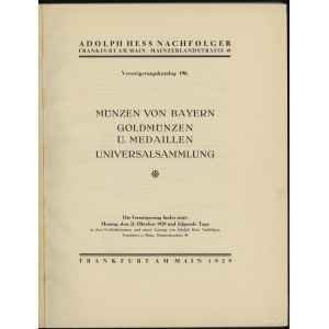 Katalog aukcyjny Adolph Hess Nachfolger „Münzen von Bay...