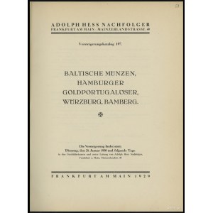 Katalog aukcyjny Adolph Hess Nachfolger „Baltische Münz...