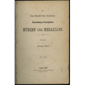 Katalog aukcyjny Adolph Weyl „Die Paul Henckel’sche Sam...