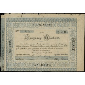 Asygnacja skarbowa na 500 złotych, 1831; numeracja 4135...
