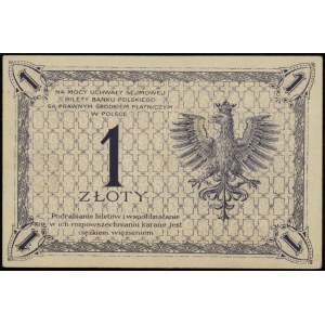 1 złoty, 28.02.1919; seria 21 I, numeracja 045351; Luco...
