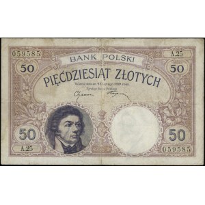 50 złotych, 28.02.1919; seria A.25, numeracja 059585; L...