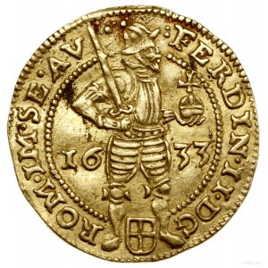 Dukat, 1633; Aw: Cesarz stojący w prawo, trzymający mie...
