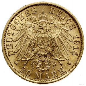 20 marek, 1915 A, Berlin; popiersie cesarza w mundurze;...