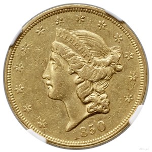 20 dolarów, 1850, Filadelfia; typ Liberty Head, no mott...