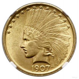10 dolarów, 1907, Filadelfia; typ Indian Head, without ...