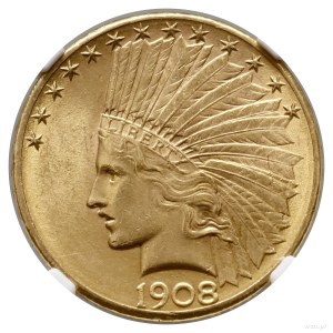 10 dolarów, 1908 D, Denver; typ Indian Head, with motto...