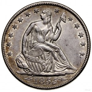 1/2 dolara, 1855 O, Nowy Orlean; typ Liberty Seated – A...