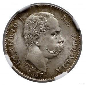 1 lir, 1887 M, Mediolan; Gnecchi 1, KM 24, Pagani 604; ...