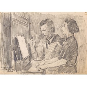 Józef Mehoffer (1869 Ropczyce - 1946 Wadowice), Duet przy pianinie, 1941 r.
