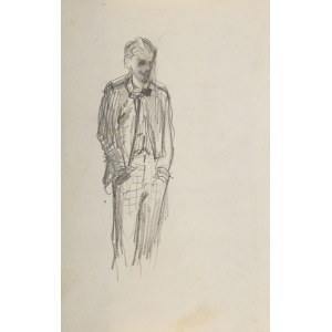 Stanisław Batowski Kaczor (1866 Lwów – 1946 tamże), Szkic młodego mężczyzny, stojącego z rękoma w kieszeniach