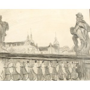 Stanisław Kamocki (1875 Warszawa - 1944 Zakopane), Balustrady Zwingeru i widok na zamek książąt saksoński w Dreźnie, ok 1903