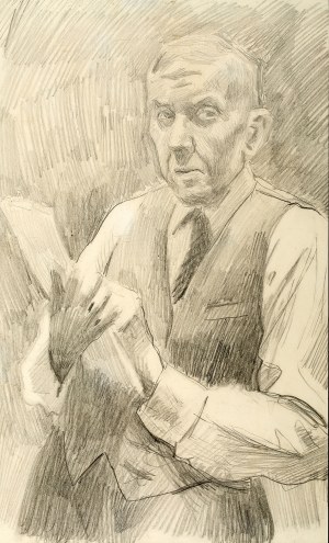 Stanisław Kamocki (1875 Warszawa - 1944 Zakopane), Autoportret ze szkicownikiem