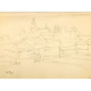 Józef Pieniążek (1888 Pychowice -1953 Kraków), Panorama z kościołem, 1949 r.