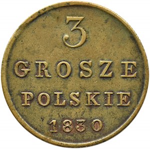 Mikołaj I, 3 grosze 1830 F.H., Warszawa, ładne
