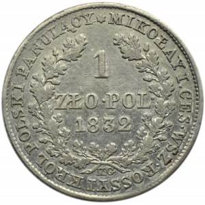 Mikołaj I, 1 złoty 1832 K.G., Warszawa, duża głowa cara