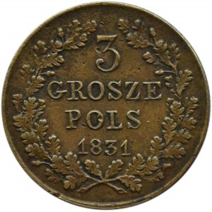 Powstanie Listopadowe, 3 grosze 1831 K.G., Warszawa