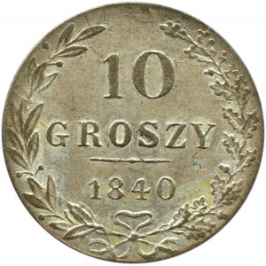 Mikołaj I, 10 groszy 1840 MW, Warszawa, bardzo ładne