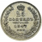 Rosja, Mikołaj I, 25 kopiejek 1847 PA, Petersburg, PIĘKNE!