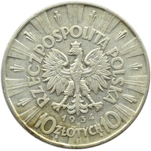Polska, II RP, Józef Piłsudski, 10 złotych 1934, Warszawa, rzadszy rocznik