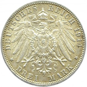Niemcy, Bawaria, 3 marki 1914 D, Monachium