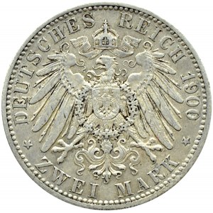 Niemcy, Oldenburg, Fryderyk August, 2 marki 1900 A, Berlin, bardzo rzadkie