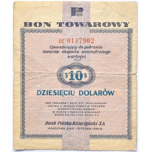 Polska, PeWeX, 10 dolarów 1960, seria Bf, bez klauzuli na rewersie, bardzo rzadkie