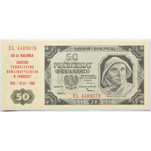 Polska, RP, 50 złotych 1948, seria EL, okolicznościowy nadruk, Towarzystwo Numizmatyczne