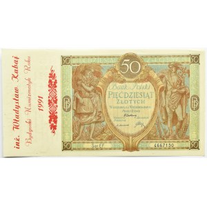 Polska, II RP, 50 złotych 1929, seria EF, okolicznościowy nadruk, Numizmatyk Bydgoski
