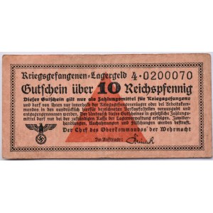 Uniwersalny Bon Obozowy, Kriegsgefangenen- Lagergeld, 10 pfennig