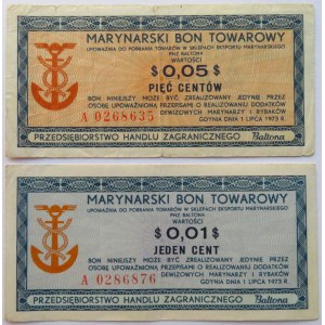 Polska, PRL, Baltona, lot bonów 1 i 5 centów 1973, seria A