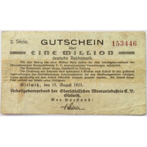 Gliwitz, Gliwice, milion marek 1923, 2 seria