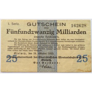 Gliwitz, Gliwice, 25 miliardów marek 1923, 1 seria