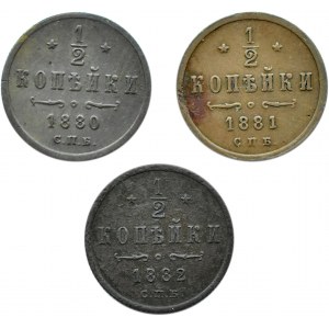 Rosja, Aleksander II i III, lot 1/2 kopiejki 1880-82 S.P.B., Petersburg