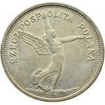 Polska, II RP, 5 złotych 1928 Nike, Warszawa, odmiana ze znakiem mennicy, piękna!