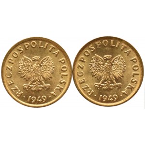 Polska, RP, 5 groszy 1949, dwa wspaniałe rewelacyjne egzemplarze